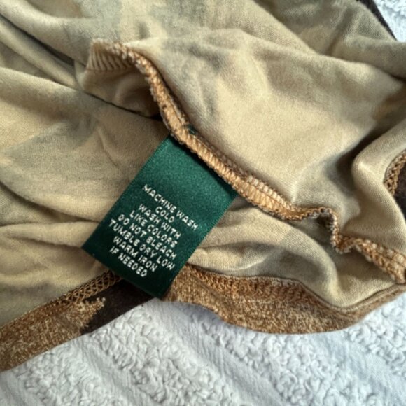 Lauren Ralph Lauren Petite Womens Geometric Print Knit Top PM Brown/Tan Stretch - Picture 4 of 7